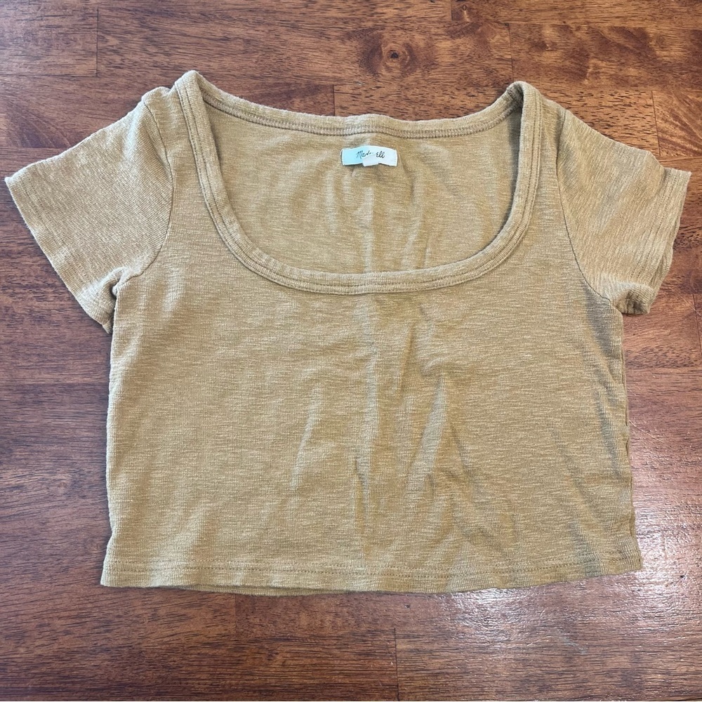 Madewell women’s mustard yellow gold cropped t shirt size small
